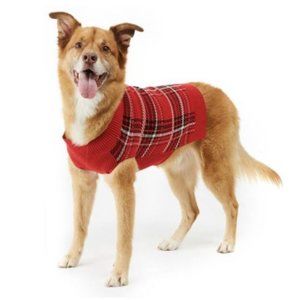 Charter Club Plaid Pet Dog Family Sweater Red XL